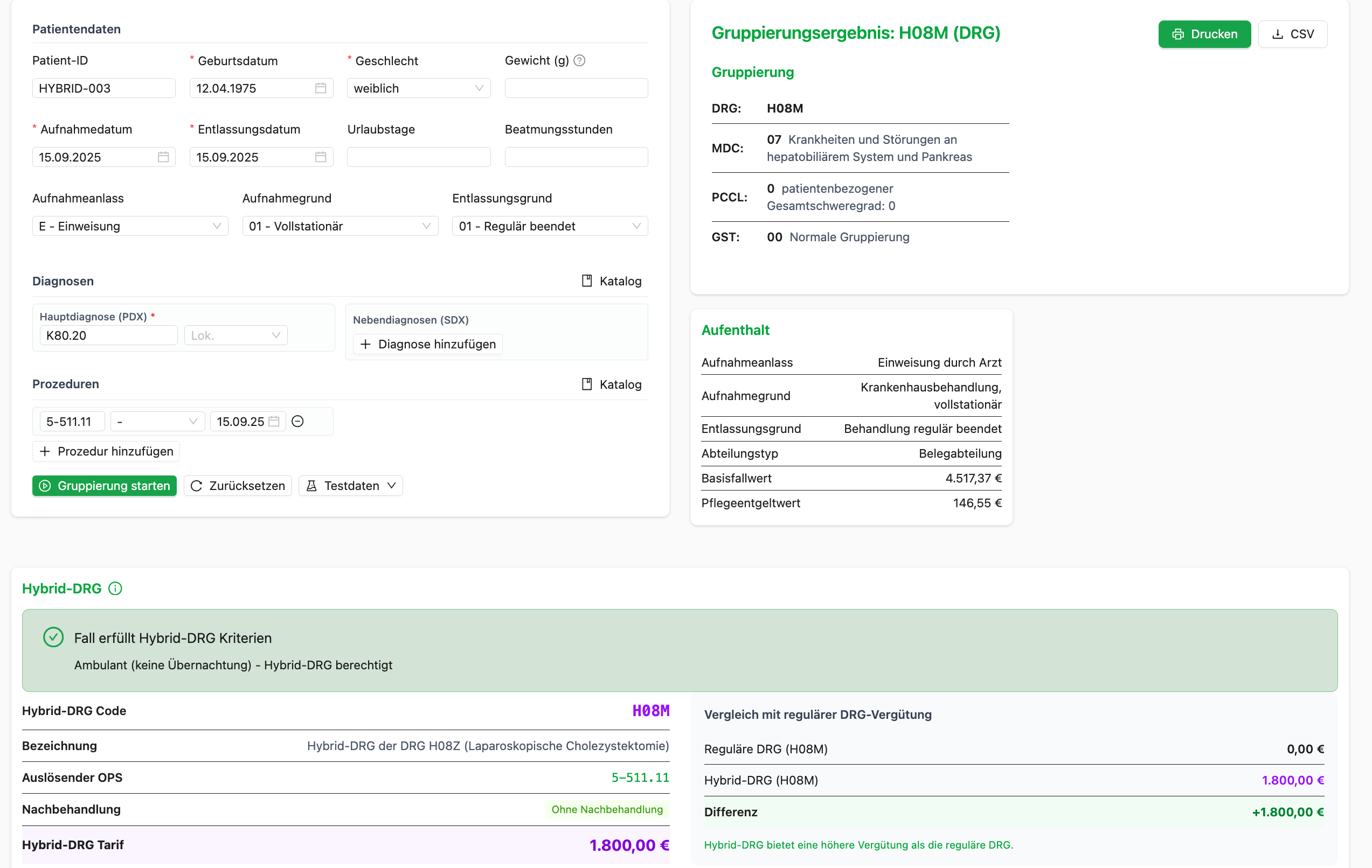Geplanter Ausbau für tiefere Fallanalyse