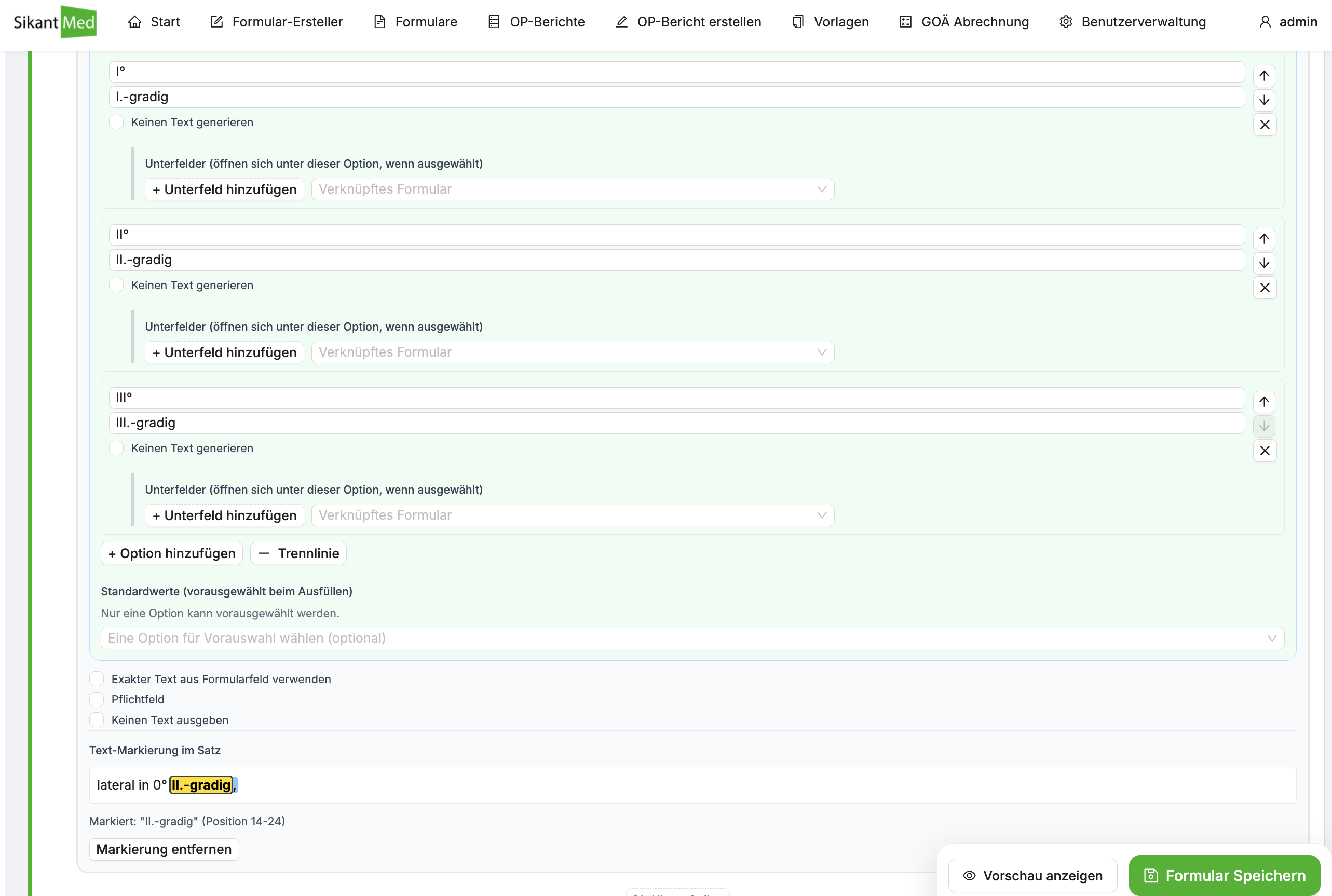 Formularfelder, Bedingungen und dynamische Texte